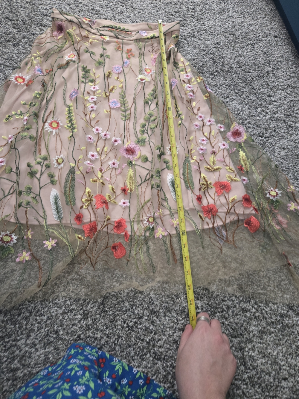 Embroidered Floral Sheer Midi Skirt - Blush Pink - Picture 16 of 16